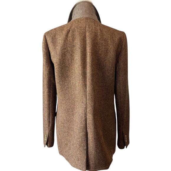 J.Crew Bristol Double Breasted Blazer Jacket Herringbone Wool Brown Size 10 - Picture 8 of 10